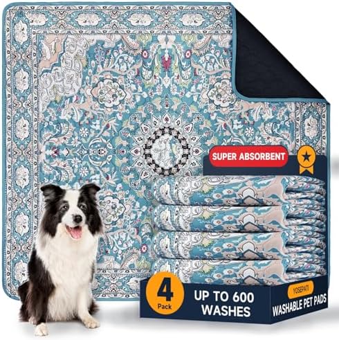 Washable Pee Pads for Dogs 4 Pack, Puppy Pads with Pheromones, 2026 Upgraded PuppyPad 18"x24" Waterproof Non-Slip Reusable Puppy Pad with Fast Absorbent,Leakproof Whelping Pads for Pet Housebreaking