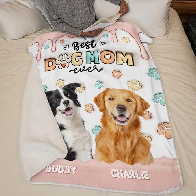 Pamaheart Custom Dog Face Blankets, Personalized Pet Photo Blanket, Fleece Dog Blankets, Customized Photo Throws, Dogs Dad Gifts, Pet Lover Gifts, Memorial Gift /25
