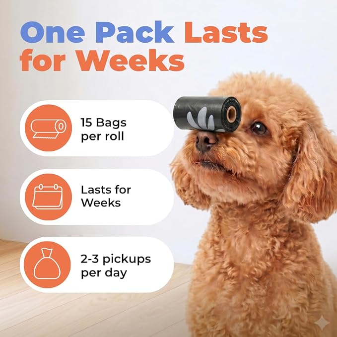 Best Pet Supplies Dog Poop Bags for Waste Refuse Cleanup, Doggy Roll Replacements for Outdoor Puppy Walking and Travel, Leak Proof and Tear Resistant, Thick Plastic - Black, 150 Bags