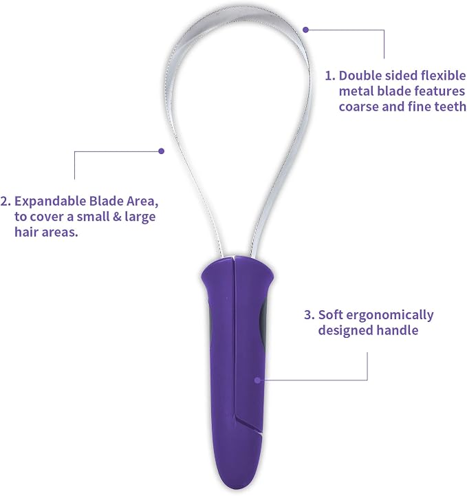 BOTH WINNERS Dual-Sided Shedding Blade with Stainless Steel Blade De-Shedding Tool for All Dog Coat Types- Soft Touch Grip (PURPLE)