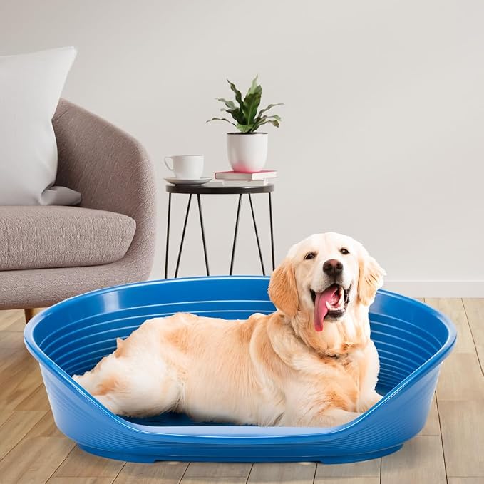 Ferplast Cat Bed, Plastic Dog Bed Extra Large, Ventilation Holes and Non-Slip Rubber Feet for Added Stability 111 x 80,5 x h. 33,5 cm. White
