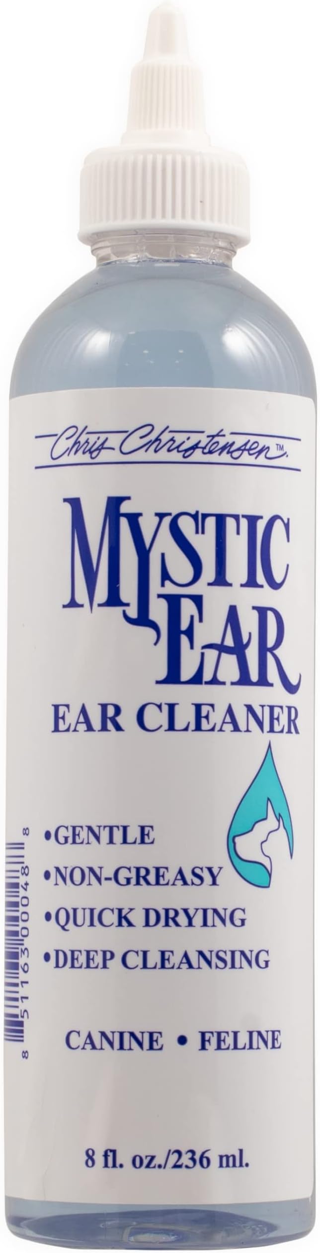 Chris Christensen Mystic Ear Cleaner for Dogs & Cats – Professional Grooming Solution for Ear Hygiene, Removes Debris & Wax, Quick-Drying Formula, Made in the USA, 8 oz