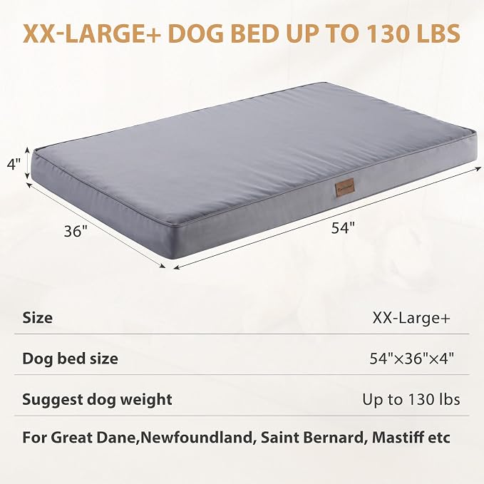 BFPETHOME Outdoor Waterproof Dog Bed for Large Dogs, Washable Cover, 54" | Outdoor & Indoor Use, Waterproof, For Medium, Large, Extra Large Dogs, Orthopedic, Egg Crate Foam, Up to 130 lbs