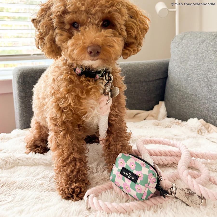 Lucy & Co. Just Chill Dog Poop Bag Holder and Dispenser, Clips to Leash, Water-Repellent Neoprene, Includes Refill Roll