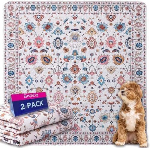 Non-Slip Washable Pee Pads for Dogs, 2 Pack Super Absorbent and Leak-Proof Reusable Puppy Pads, Pet Training Pads Protect Against Urine Leakage, Soft, Quick-Dry(48x48In)