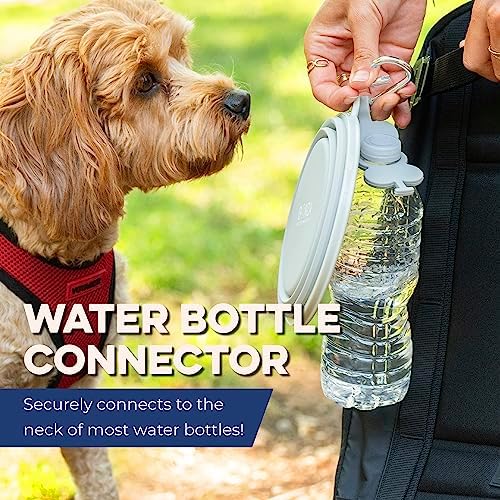 Bonza Collapsible Dog Bowls - Large 33 oz, Dog Travel Accessories, Silicone Portable Dogs Bowl & Water Dish with Reinforced Rim & Carabiner for Hiking, Camping, and Car Trips, Moss Green