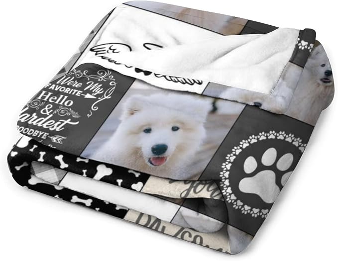 Artsadd Personalized Pet Memorial Gifts, Custom Memorial Blanket Gifts for Cats Pets Dogs Lovers - Customized Puppy Photo Collage Throw Blanket with Pictures Name, Loss of Pet Sympathy Gift 40"x50"