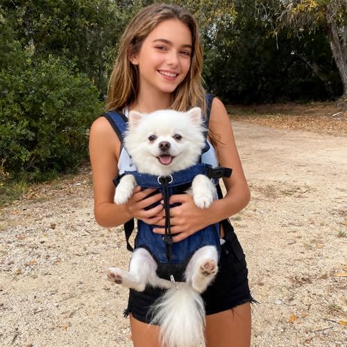 Front Pet Carrier Backpack for Small Dogs/Cats Up to 15.4-20.9lbs, Adjustable Breathable Dog Carrying Backpack, Extra Large, (Green, 1Pcs) Intended for Hiking/Camping/Traveling