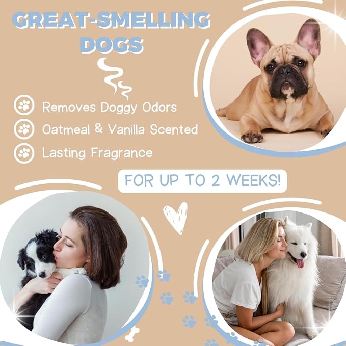 All Natural Anti Itch Oatmeal Shampoo + Conditioner for Dogs | Hypoallergenic Soothing Relief for Dry, Itchy, Bitten or Allergy Damaged Skin (Pack of 2)