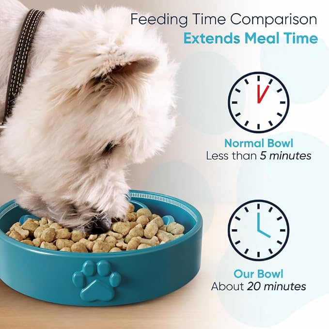 Slow Feeder Dog Bowls – 1.5-Cup Ceramic Dog Bowl Slow Feeder – Microwaveable Dog Slow Feeder for Small and Medium Dogs – Lead and BPA-Free Ceramic Pet Bowl – Pet Feeder for Fast Eaters