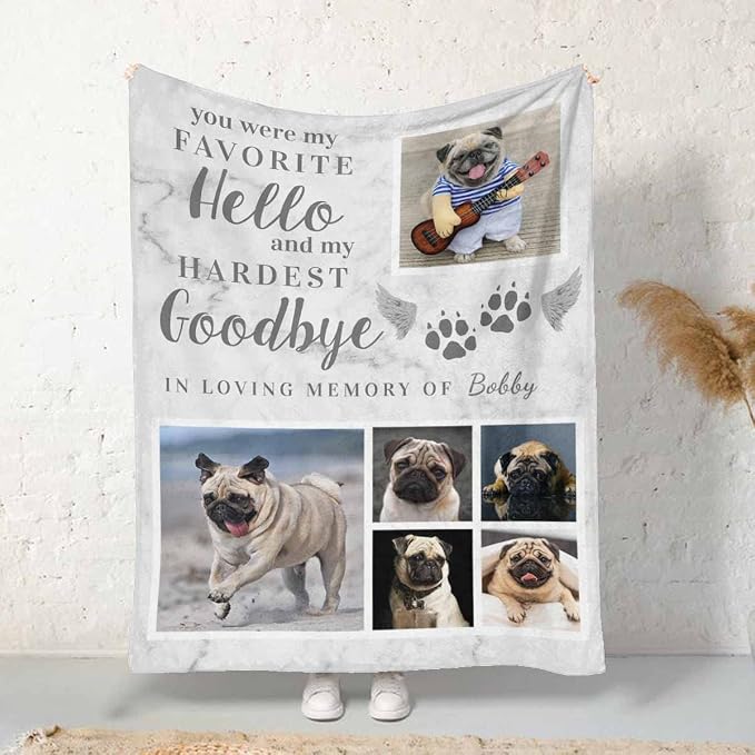 InterestPrint Custom Memorial Throws Blanket for Dog, in Loving Memory Dog Bed Blanket Customized Loss of Pet Dog Photo Blankets Warm Bereavement Gift for Dog Mom 60X80 Inch