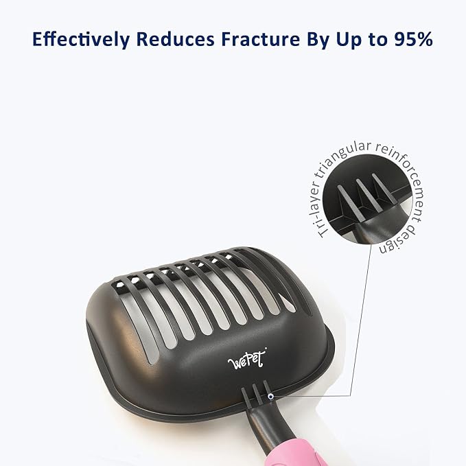 WePet Cat Litter Scoop, Non-Stick Plated Aluminum Alloy Sifter, Kitty Durable Metal Scooper, Deep Shovel, Long Handle, Kitten Pooper Lifter, Size Large, Coated Black Body with Pink Handle