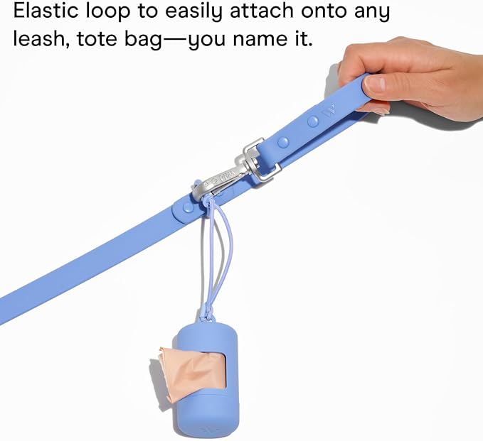 Wild One Dog Poop Bag Holder and Dispenser with Leash Attachment, Leak Proof, Easy Twist Top for Refills, Includes 1 Roll Bags, Spruce