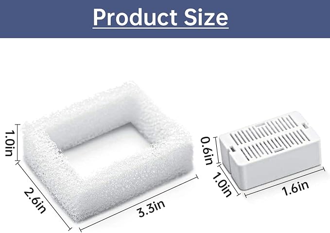 Cat Water Fountain Replacement Filters,16 Pack Cat Fountain Carbon Filters and 4 Pack Foam Filters for Ceramic Pet Drinking Fountain and Stainless Steel Pet Water Fountain (16+4 Pack)