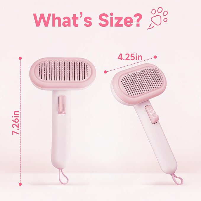 Cat Brush for Shedding, Grooming Comb for Shedding for Dog Kitten Massage Removes Loose Fur, Smooth & Detangling, Cat & Dog Grooming Brush for Short to Medium Length Fur Haired Pets, Pink