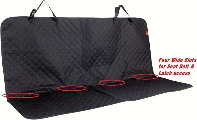 Kaiphy Dog Car Seat Cover, Back Seat Cover for Dogs Pet Car Seat Protector Waterproof Bench Car Seat Cover, Non-Slip Rear Seat Cover with 4 Safety Belt Openings for Safe Travel, Fits Cars Trucks SUVs