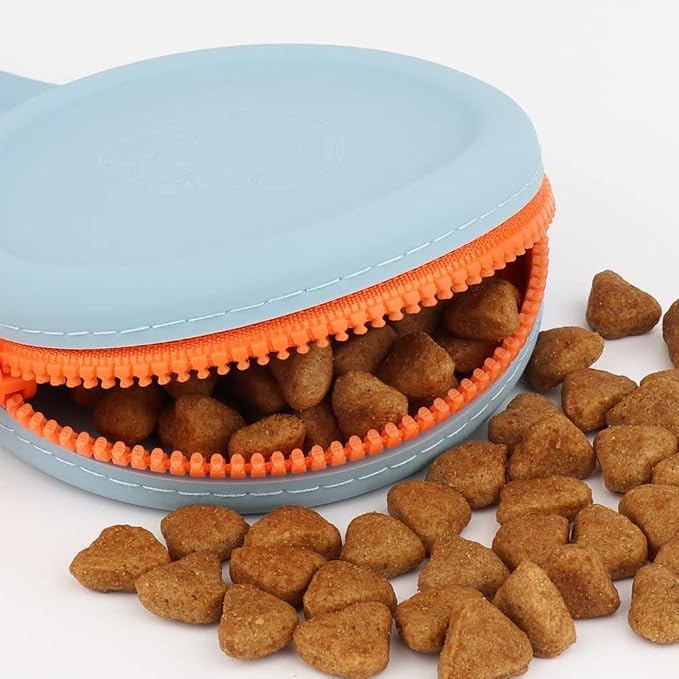 Silicone Dog Treat Pouch Small Bag,2PCS Pet Walking Bag for Dog and Cat,Pocket Size,Easy to Clean,Odorless,Zipper Design,Moisture-proof,Travel Walking Bag,Portable Training Bag. (Sky Blue&Light Pink)