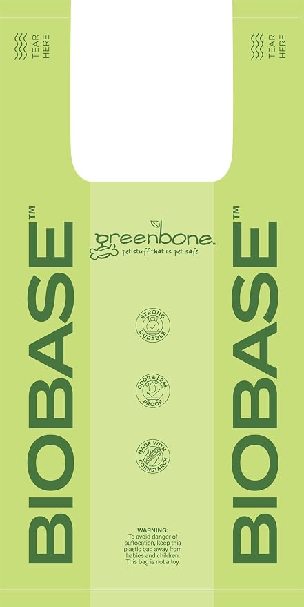 Greenbone Poop Bags for Dogs with Handles Unscented with Bonus Rope Pet Toy, 200 Count on Single Roll, Plant Based