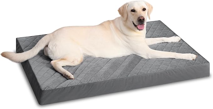 NUPIDA Orthopedic Dog Beds for Extra Large Dogs Waterproof Pet Mattress with Removable Washable Cover and Non-Slip Bottom, Quilting Bed for Crate, 47x29 Inch, Dark Gray