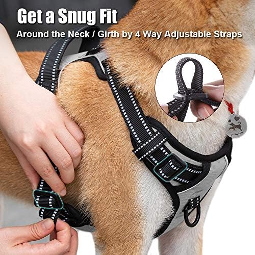 PoyPet No Pull Dog Harness Large, Reflective Vest with Front Clip & Handle