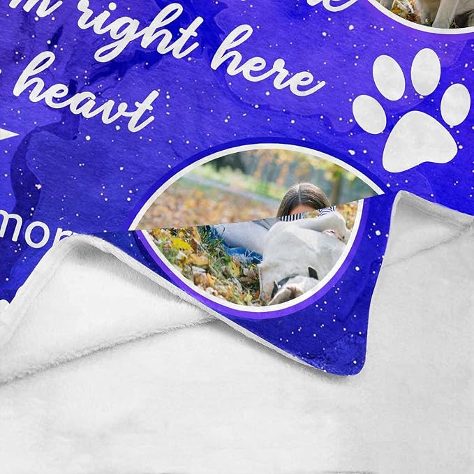 Custom Photo Blanket Best Memorial for Your Pets - Personalized Cozy Fleece Throws Blanket with Picture Upload for Dogs Cats Family Friends