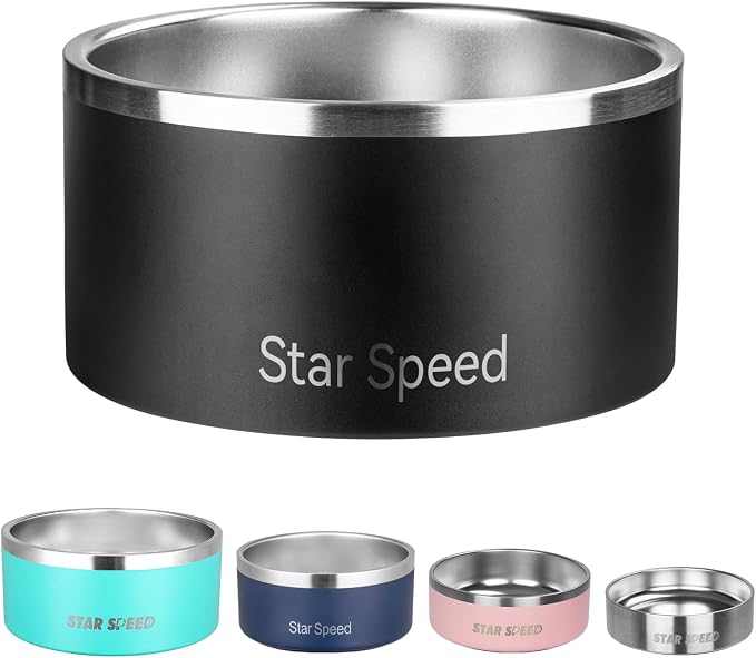 200oz Large Stainless Steel Dog Bowl. Extra Large Dog Water Bowls for Large Dogs with Rubber Bottom, Drop Resistant and Durable, Keeps Cold, Fits Different Size Big Dog Food Bowls，Black
