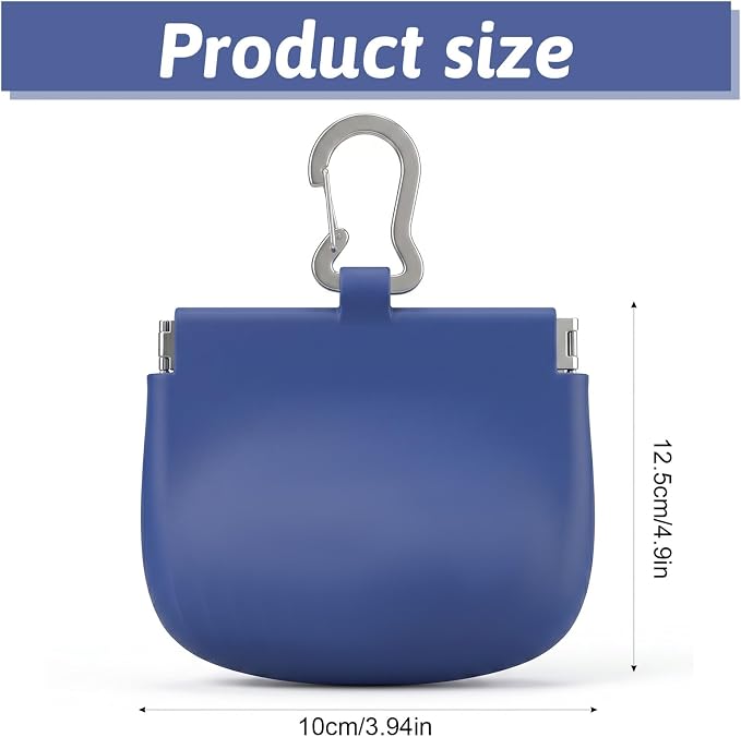 Xinjoduz 1 PCS Silicone Dog Treat Pouch, Auto Closure, Small Pocket Sized Portable Training Bag Holder with Pull Tab & Auto Closing Lid for Easy Pet Travel/Training/Walking (Blue)