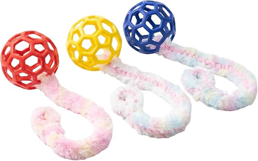 Baba&Nana Braided Fleece Dog Tug Toy(1PC), Assorted Colors Dog Rope Toy with Ball, Interactive Tug of War Dog Toy for Large & Medium & Agility Dogs- Ship a Random Style! (Ball Style)