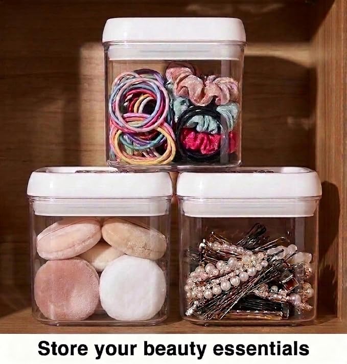 Felli Flip Tite Food Storage Container 4" Small Size Airtight Lid Lock Top, Stackable Kitchen Canister for Space Saving, Pantry Fridge Cupboard Organizer, Spice Seasoning Pet Treats Snack (0.5 qt)