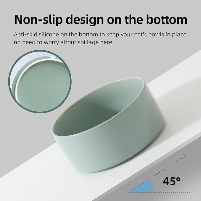Havniva 5.1inch Ceramic Raised Dog Bowl with Stand, Double Dog Bowls Elevated for Small Breed Dog Food and Water Bowl Set Non-Slip Dog Dish Large Capacity Feeding Pet Water Bowl