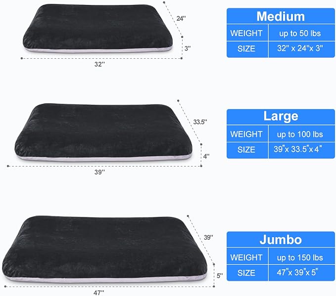 Magic Dog Super Soft Large Dog Bed Orthopedic Pet Beds 30 Inch Washable Anti Slip Dog Sleeping Mattress with Removable Cover, Dark Grey M