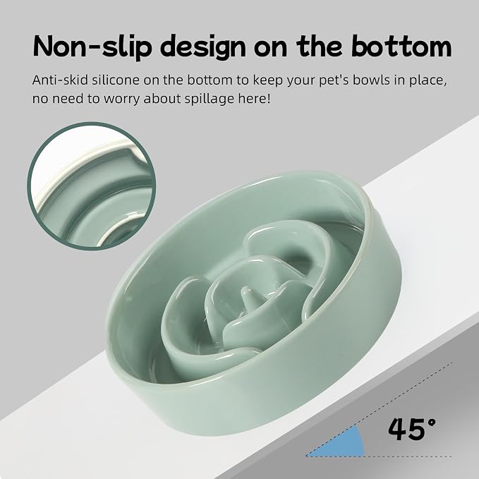Havniva Ceramic Slow Feeder Dog Bowls, 0.9 Cups Dog Bowl Slow Feeding for Small Breed, 6.1inch Puzzle Dog Food Bowl Slow Feeder Non-Slip Anti-Gulping and Anti-Choking Reduces Bloating