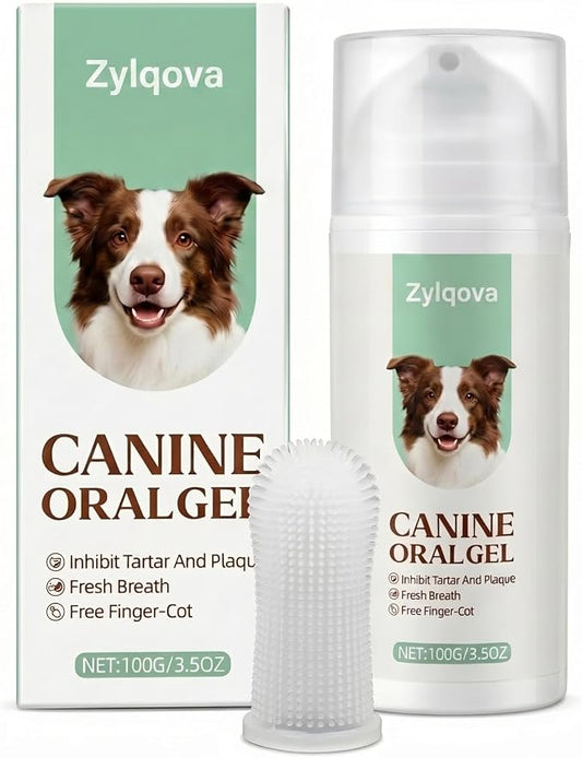 Dog Toothpaste and Toothbrush Kit, Dog Dental Gel for Plaque and Tartar Removal, Dog Teeth Cleaning for Fresh Breath and Daily Oral Support, Suitable for Dogs of All Ages(3.5 OZ)