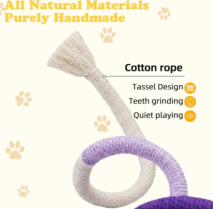 Leitee 15.2" X 10" X 8" 100 Pcs Cat Bed Storage Basket Gift Cat Variety Toys Set Cotton Rope Basket, Fish Mice Pet Bell Colorful Crinkle Balls Spring Toy for Kitten Swat Interactive (Basic,Grey,White)