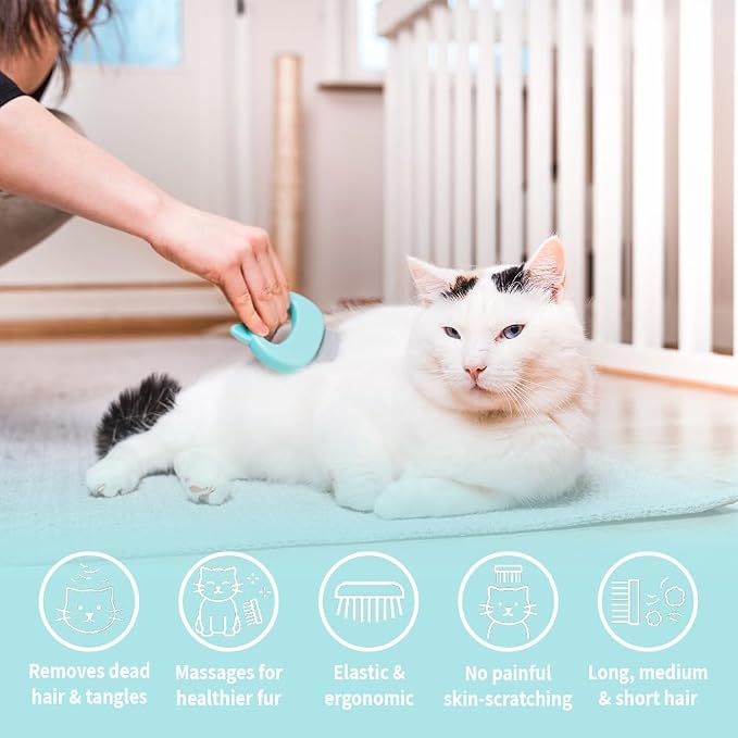 Leo's Paw The Original Pet Hair Removal Massaging Shell Comb | Soft Deshedding Brush Grooming and Shedding Matted Fur Remover Dematting tool for Long and Short Hair Cat Dog Puppy Bunny