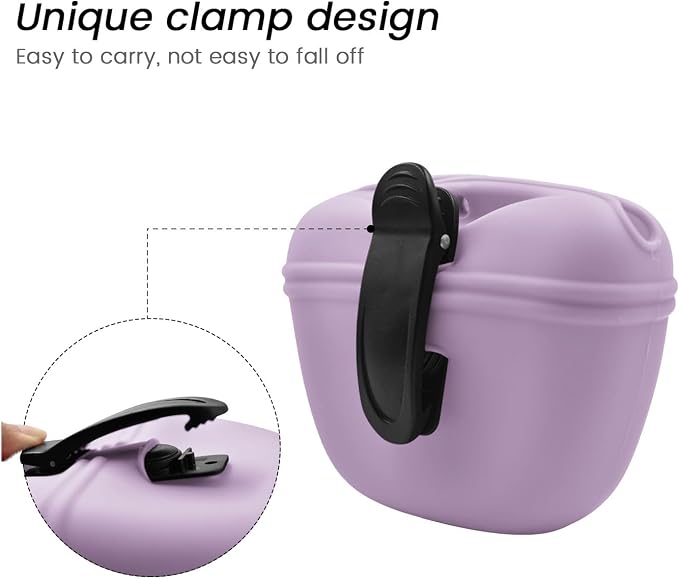 AUDWUD Silicone Dog Treat Pouch with Clicker Magnetic Closure Secure Clip | Upgraded clip keeps your treat pouch secure during training.Magnetic closure allows fast one hand access.Includes dog click
