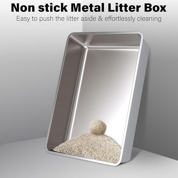 Stainless Steel Litter Box XXXL,6" Cat Litter Box Easy to Clean, XLarge Metal Litters Boxes No Smell for Large/Multiple Cats