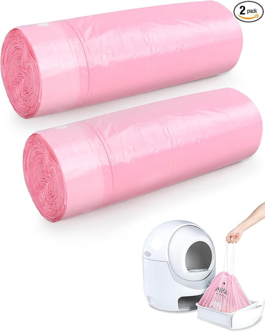 ANWA 40 Count Cat Litter Box Liners for Automatic Cat Litter Box and Litter Box Robot 4/5, Heavy-Duty, Extra Thick, Pink