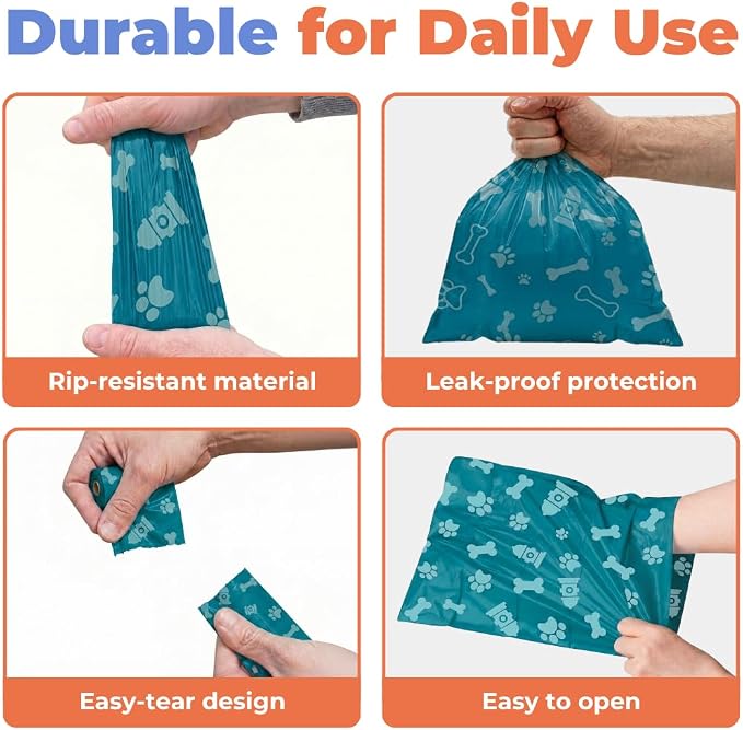 Best Pet Supplies Dog Poop Bags for Waste Refuse Cleanup, Doggy Roll Replacements for Outdoor Puppy Walking and Travel, Leak Proof and Tear Resistant, Thick Plastic - Turquoise, 150 Bags