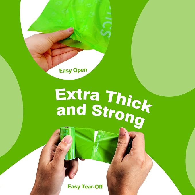 TYPLASTICS Dog Poop Bags Rolls 270 Count, 13"x 9", Unscented, 18 Pack of 15 | Pet Waste Bags, with Dispenser, Lime Green, Unscented