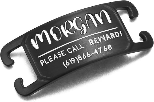 Rugged & Refined: Immovable Slide-On Pet ID Tag - Silent No-Noise Design - Deep Laser Engraved Horology-Grade Steel - Extra Small | PVD Black