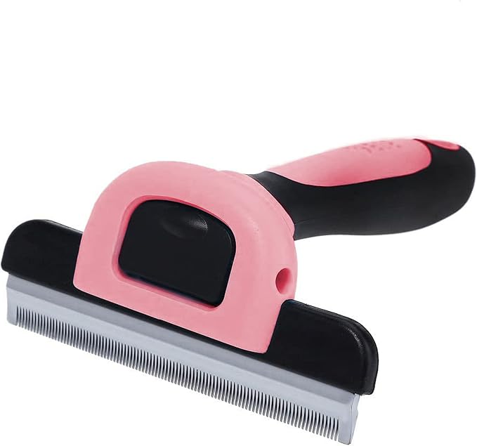 SunGrow Dog and Cat Deshedding Brush, Minimizes Shedding, Enhances Coat Health, Gentle on Skin, Suitable for Rabbits & Ferrets, 4" Steel Blade