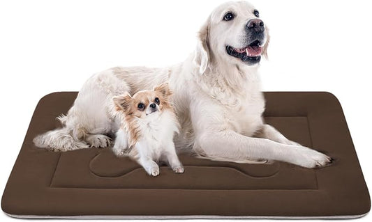 Extra Large Dog Bed Soft Dog Crate Pad Mat, 48 in Non-Slip Bottom Washable Dog Sleeping Mattress Pet Beds Cat Bed Kennel Pad, Dark Brown
