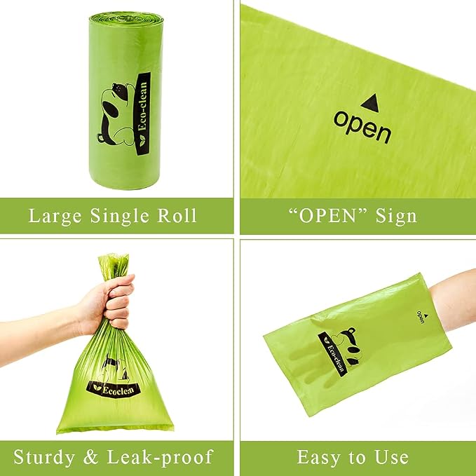 ECO-CLEAN Dog Poop Bags, 500 Count, Leak-Proof, Earth-Friendly, Tissue-Style Dispensing, Big Enough for All Pet Size, Keep Your Hands Safe