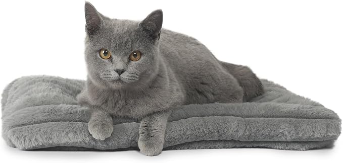 Cat Bed Dog Crate Pad Ultra Soft Comfy Flat Pet Bed Sleeping Cushion Washable Crate Mat for XX-Small Dogs and Indoor Cats Anti-Slip Tiny Dog Kennel Pad Cat Carrier Mat 18 x 12 inch Grey