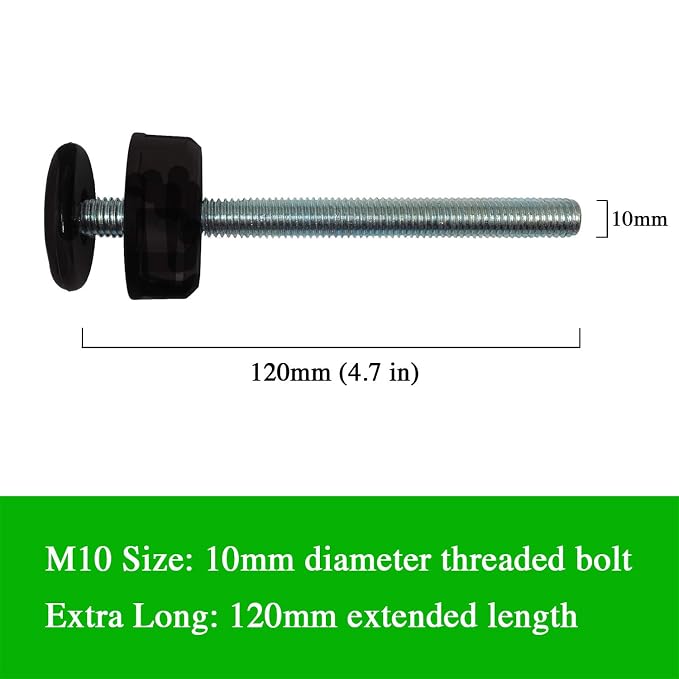Extra Long M10 (10mm) Spindle Rods for Pressure Mounted Baby and Pet Safety Gates 4 Pack Replacement Set (10mm, Black)