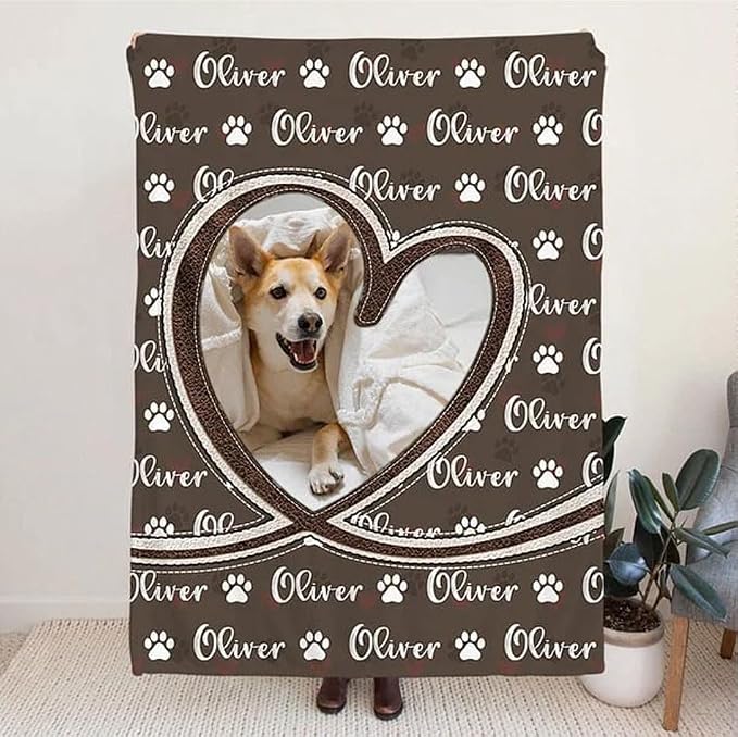 Pamaheart Custom Dog Face Blankets, Personalized Pet Photo Blanket, Fleece Dog Blankets, Customized Photo Throws, Dogs Dad Gifts, Pet Lover Gifts, Memorial Gift /37