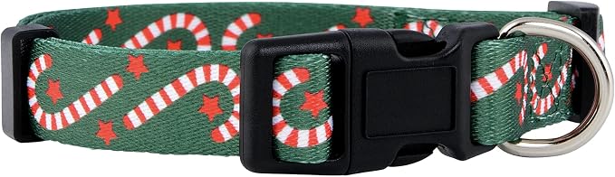 Native Pup Christmas Dog Collar- Winter Holiday Collars for Pets- Xmas Gift for Puppy- Santa, Reindeer, Snowman, Candy Cane, Red Green- Girl Boy- Small, Medium, Large Breeds (Candy Cane, Small)