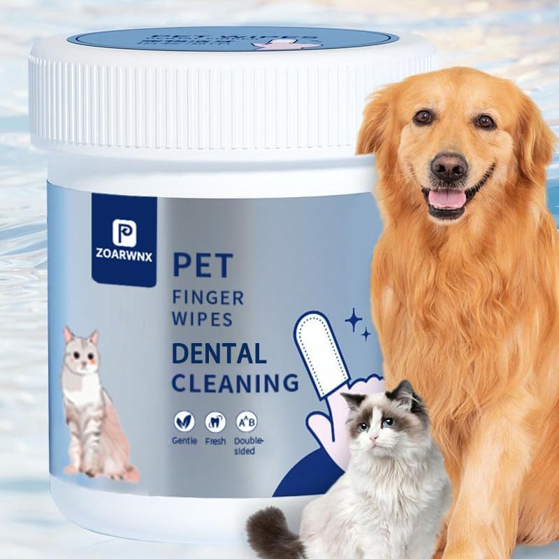 Dog & Cat Teeth Cleaning Wipes, Dental Finger Wipes for Cats & Dogs, Dog Tooth Brushing Kit for Pets, Effective Teeth Cleane - 50 Count