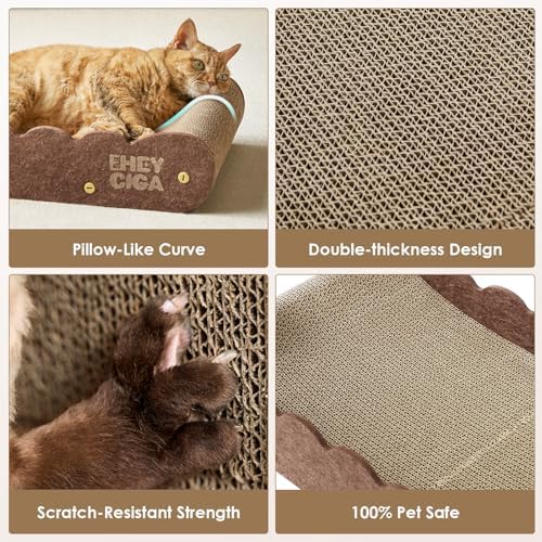 EHEYCIGA 26'' Large Cardboard Cat Scratcher Bed with 2 Cat Teaser Toy